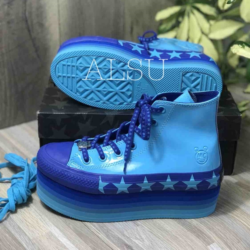 Converse & Miley Ctas Platform HI Patent Blue Wmns - Picture 3 of 5